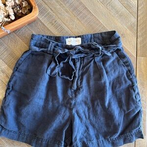 Michael Stars High Waist Blue 100% Linen Shorts